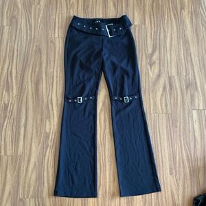 I.AM.GIA Black Flare Pants with Buckle Detail